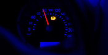 Illuminated ABS light on a speedometer