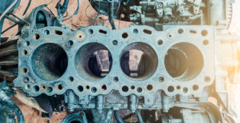 Cylinder block with head removed to fix a blown head gasket