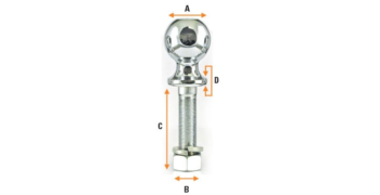 Hitch ball diagram showing dimensions of different parts