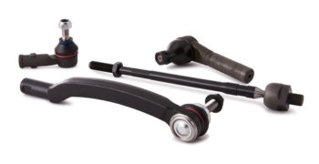 Tie rod ends over a white background