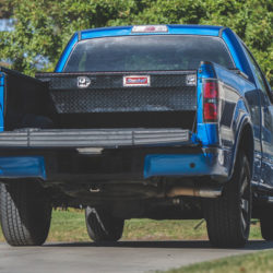 F-150 loaded up with a Duralast tool box